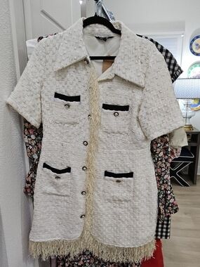 Sister Jane White and Black Textured Dress